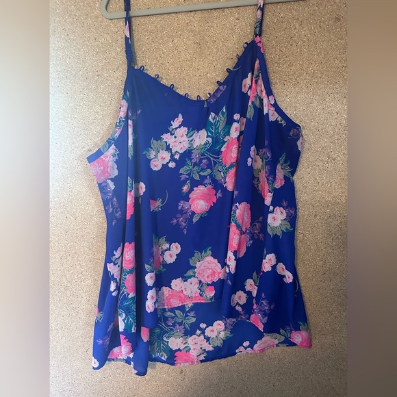 Torrid Blue Floral Top with Pink Accents Size 4XL - Picture 5 of 6